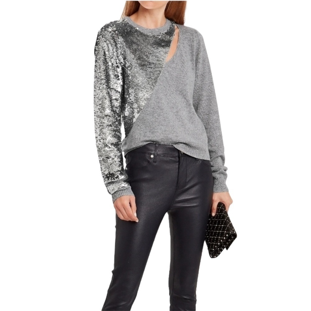 RtA - NWT Teagan Slashed Sequined Cut Out Pullover Sweater Sz L